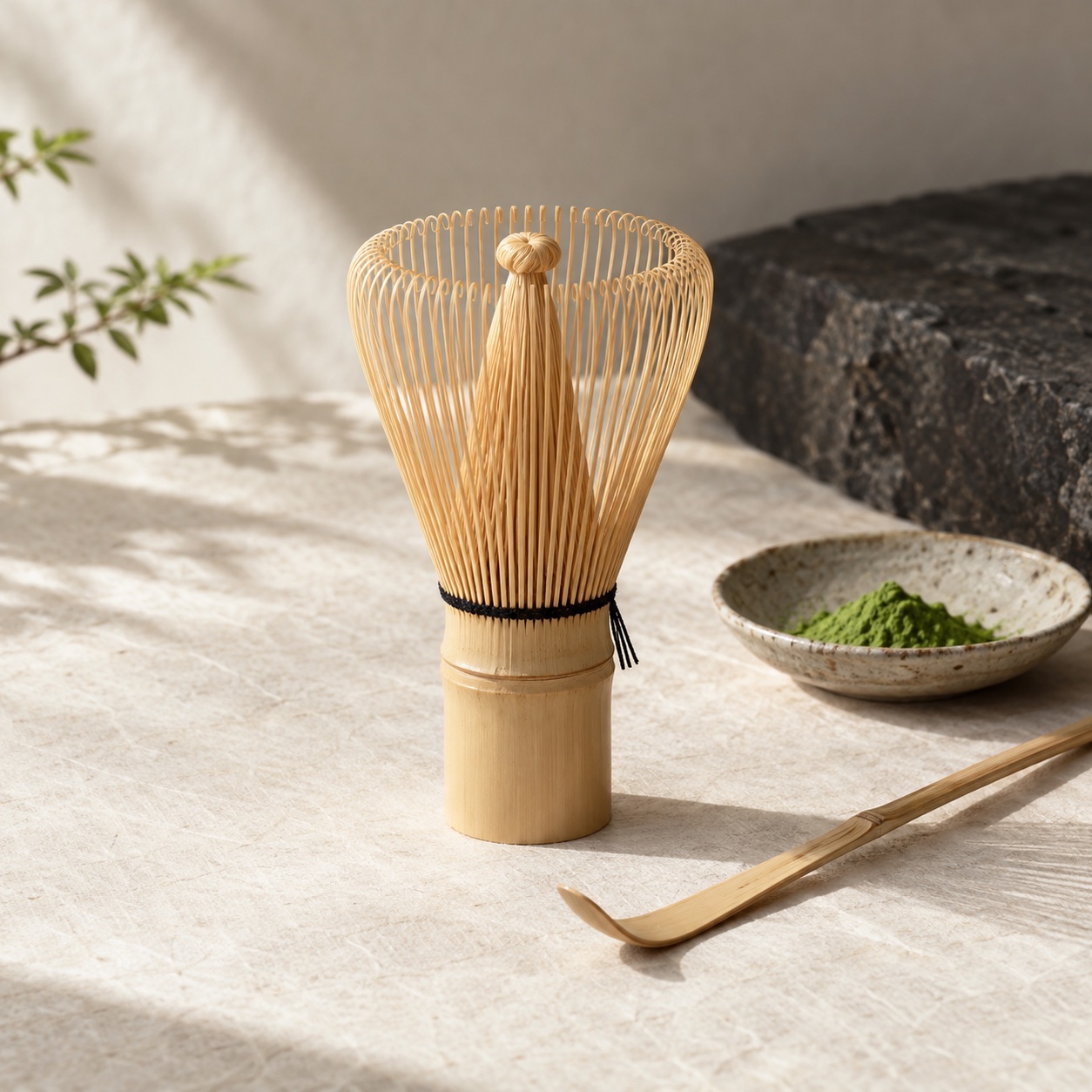 Handgefertigter Bambusbesen für Matcha, Chasen